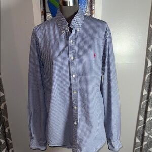 Polo Ralph Lauren Navy & White Gingham Button Down Shirt SZ Xl